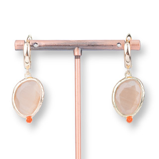 Aretes Bronce Con Juego Ojo De Gato 16x38mm Marrón