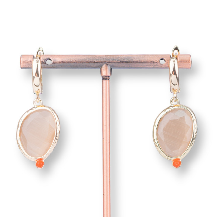 Bronze-Ohrstecker mit besetztem Katzenauge 16x38mm Braun