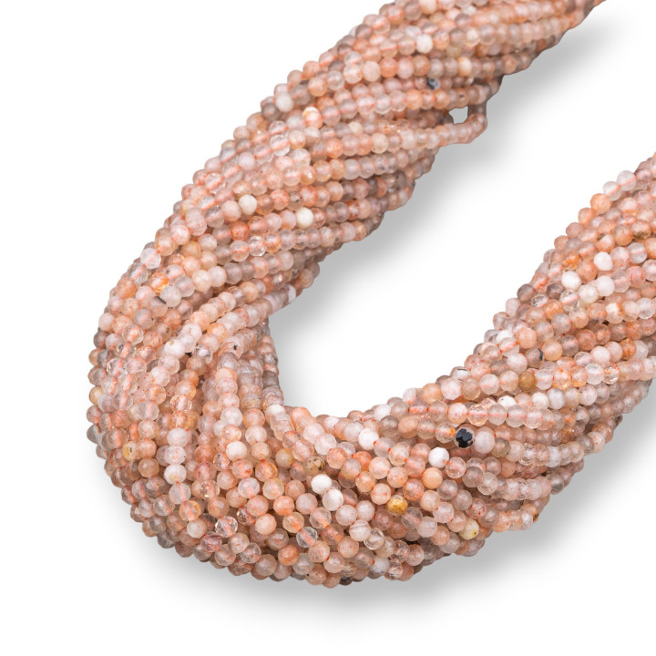 Pietra Di Luna Rosa Perlina Tonda Sfaccettata Diamond Cut 3,4mm