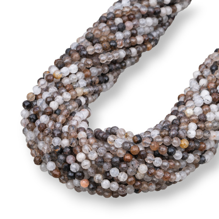 Schwarzer Rutilquarz mit facettiertem Diamantschliff 2,4 mm