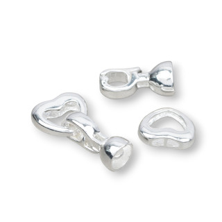 Brass Clasp Heart 13mm 15pcs Silver