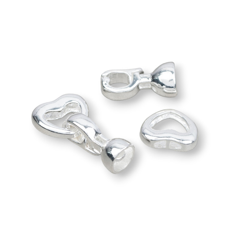 Brass Clasp Heart 13mm 15pcs Silver