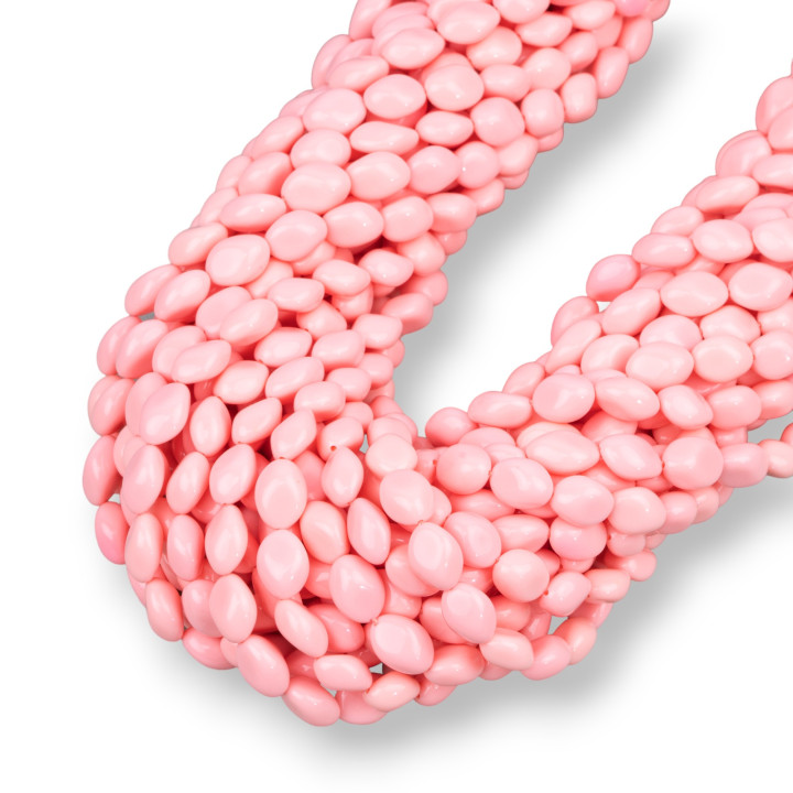 Coral Rosa Pasta 4 Flores Piedras 8x10mm Largo 50cm Made In Italy