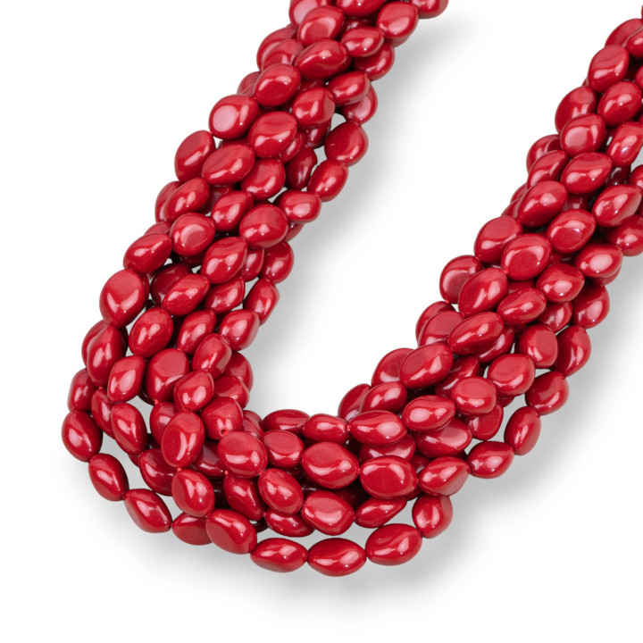 Pâte De Corail Rouge 4 Pierres Fleurs 8x10mm Longueur 50cm Made In Italy