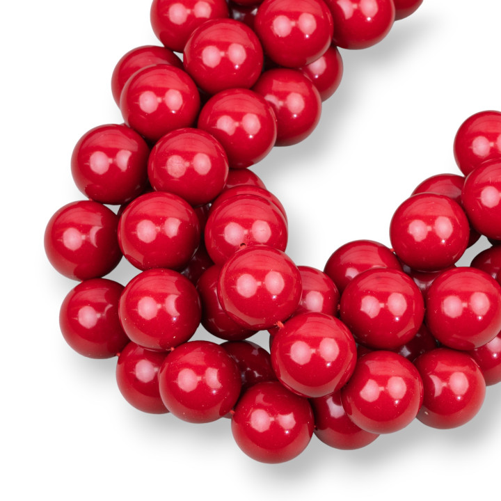 Pâte De Corail Rouge 4 Fleurs Rondes Lisses 16mm Longueur 50cm Made In Italy
