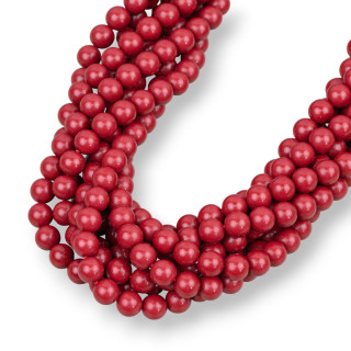 Pâte De Corail Rouge Antique 4 Fleurs Rondes Lisses 6mm Longueur 50cm Fabriqué En Italie