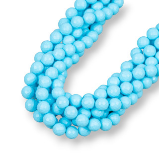 Turquoise Paste 4 Faceted Flowers 10mm Length 50cm Made In Italy