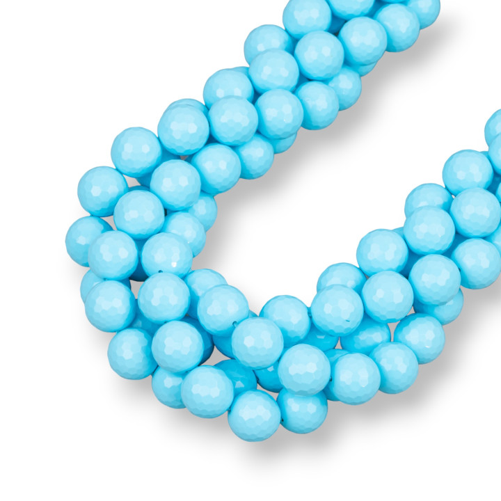 Pâte Turquoise 4 Fleurs Facettes 12mm Longueur 50cm Made In Italy