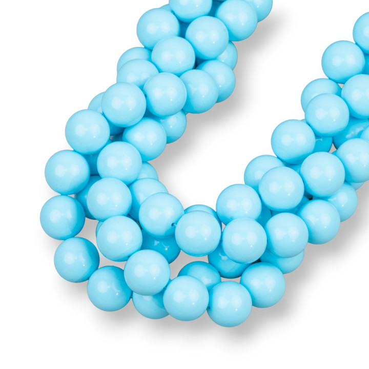 Pasta Turquesa 4 Flores Liso Redondo 16mm Largo 50cm Made In Italy