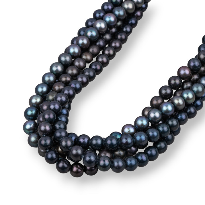 Perles de rivière rondes 7,5-8,0mm A + Thaiti gris foncé