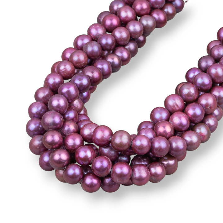 Perles de rivière rondes 9,0-9,5mm A + Violet