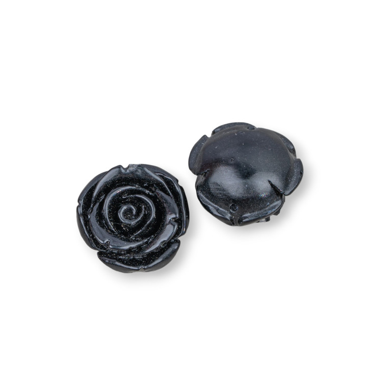 Componenti Di Resina Assortita Fiori 20mm 7pz Nero