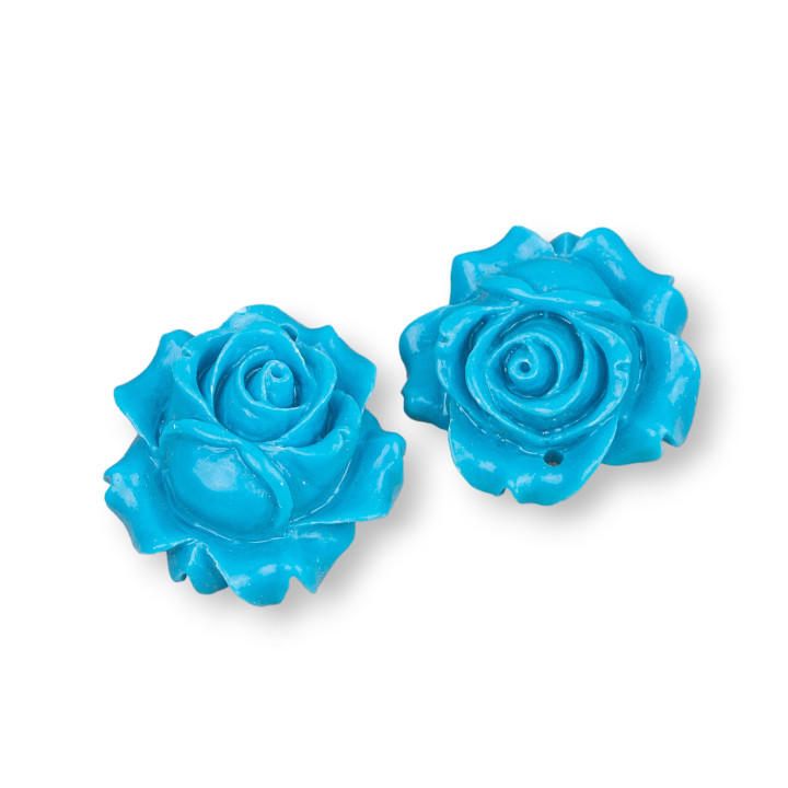 Assorted Resin Components Flowers 23mm 5pcs Hellblau