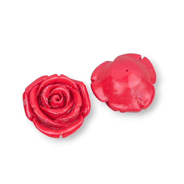 Assortiment de composants en résine Fleurs 25mm 5pcs Rouge