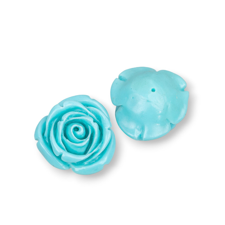 Composants Résine Assortis Fleurs 25mm 5pcs Turquoise