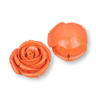 Assorted Resin Components Flowers 28mm 4pcs Orange
