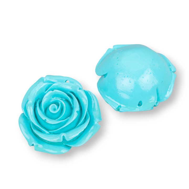 Surtido de Componentes de Resina Flores 28mm 4pcs Turquesa