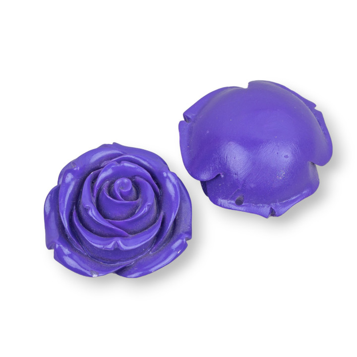 Assortiment de composants en résine Fleurs 28mm 4pcs Violet