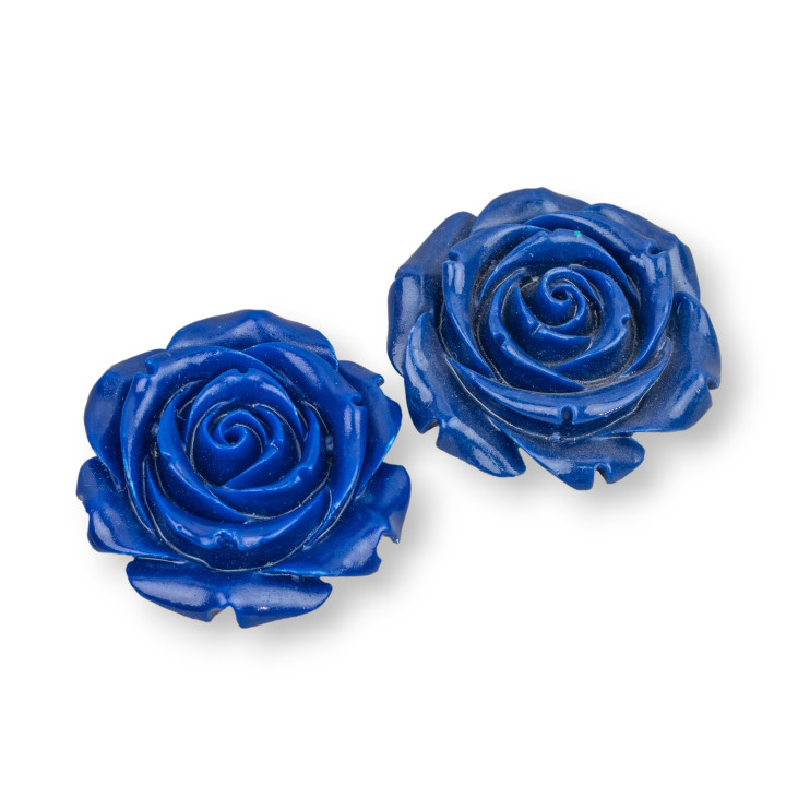 Componenti Di Resina Assortita Fiori 31mm 4pz Blu