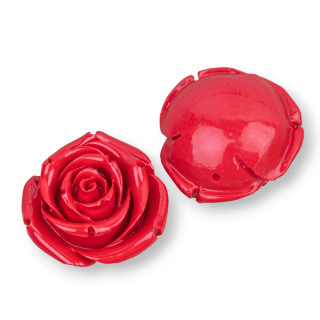Assorted Resin Components Flowers 35mm 3pcs Red