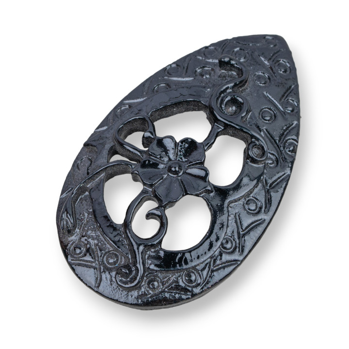 Ποικίλα Ρητίνη Components Drop 35x60mm 2τμχ Μαύρο