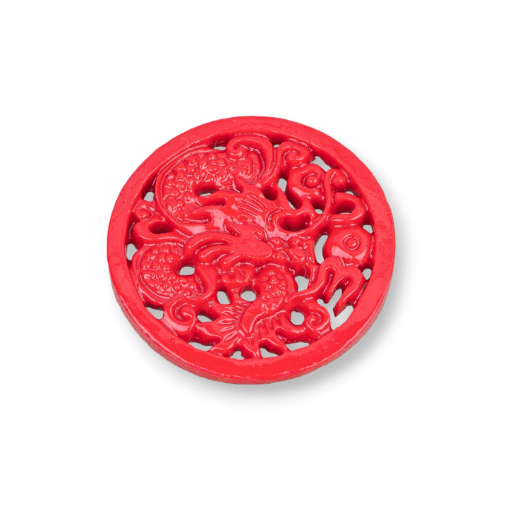 Assorted Resin Components Round 35mm 4pcs Red
