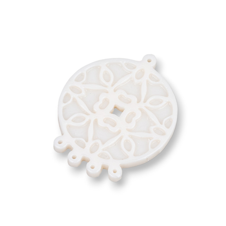 Componenti Di Resina Assortita Medaglia 32x39mm 4pz Bianco