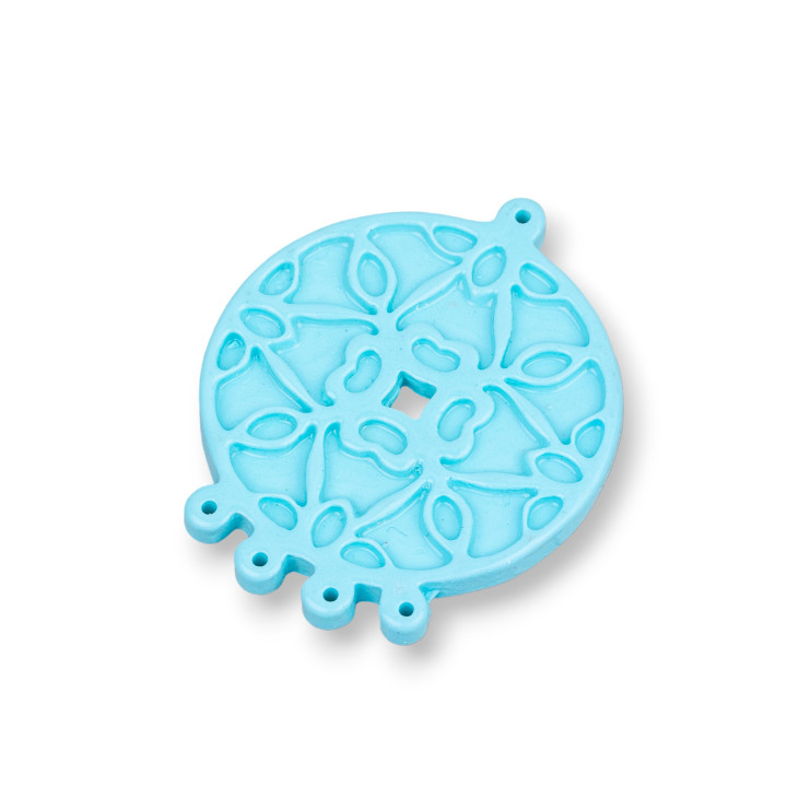 Assorted Resin Components Medal 32x39mm 4pcs Turquoise