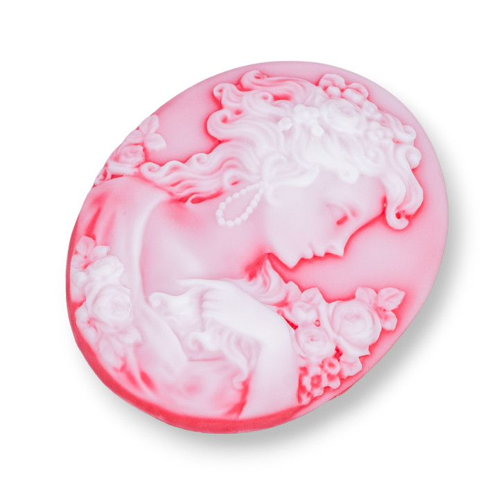 Συστατικά Assorted Resin Oval Cameo 42x52mm 2τμχ Κόκκινο