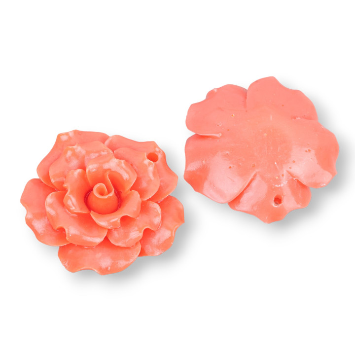 Assortiment de composants en résine Fleur 34mm 4pcs Orange