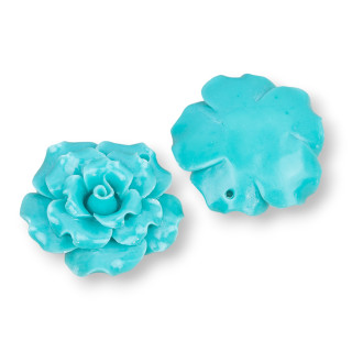 Surtido de Componentes de Resina Flor 34mm 4pcs Turquesa