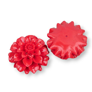 Assorted Resin Components Flower 35mm 3pcs Red