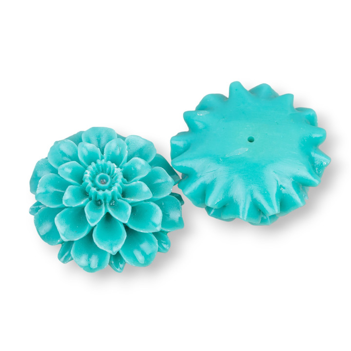 Assorted Resin Components Flower 35mm 3pcs Turquoise