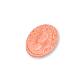 Assorted Resin Components Oval Cameo 22x30mm 4pcs Orange