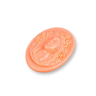 Assorted Resin Components Oval Cameo 25x35mm 3pcs Orange