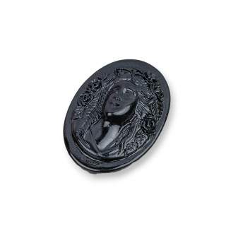 Assortiment de composants en résine Oval Cameo 25x35mm 3pcs Noir