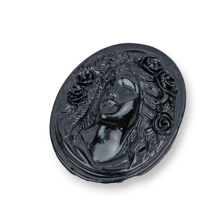 Assortiment de composants en résine Oval Cameo 35x45mm 2pcs Noir