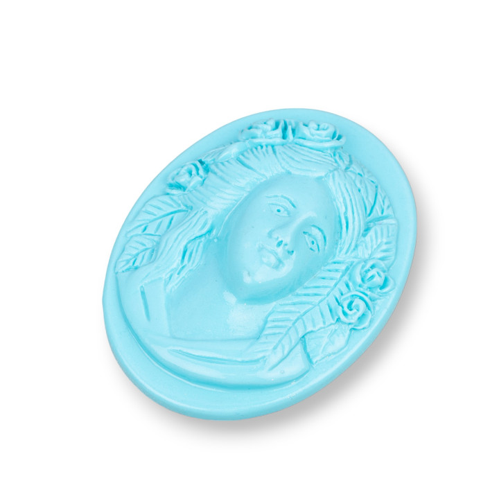 Assorted Resin Components Oval Cameo 35x45mm 2pcs Türkis