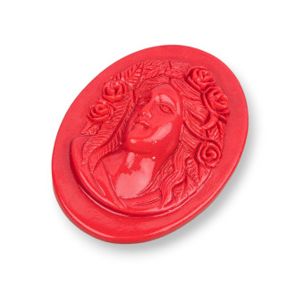 Assorted Resin Components Oval Cameo 37x50mm 1pc Red