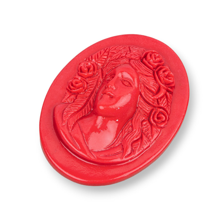 Surtido de Componentes de Resina Oval Cameo 37x50mm 1pc Rojo