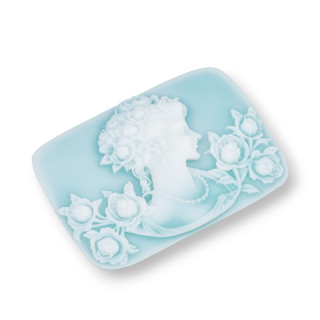 Assorted Resin Components Rectangle Cameo 60x40mm 2pcs Aqua