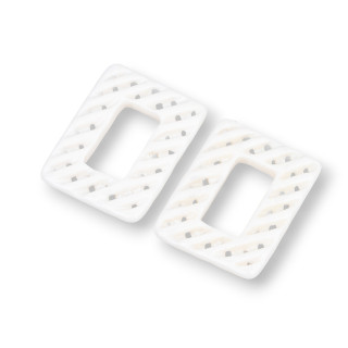 Assorted Resin Components Perfored Rectangle 23x30mm 4pcs White