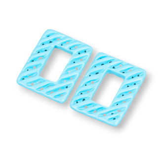 Composants Résine Assortis Rectangle Perforé 23x30mm 4pcs Turquoise