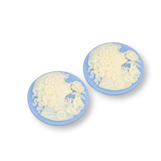 Componenti Di Resina Assortita Tondo Cammeo 27mm 3pz Azzurro