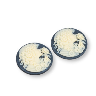 Composants en résine assortis Cameo rond 27mm 3pcs Noir