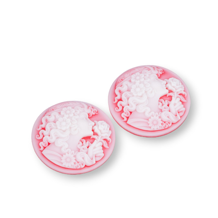 Composants en résine assortis Cameo rond 27mm 3pcs Rouge