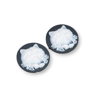 Surtido de componentes de resina Round Cat Cameo 24mm 5pcs Negro