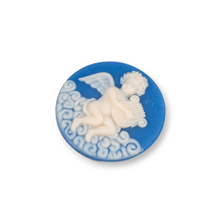 Componenti Di Resina Assortita Tondo Cammeo Puttino 34mm 4pz Blu