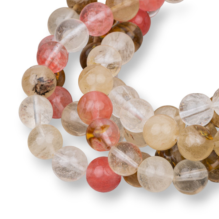 Obsidienne Rouge Noble (Quartz Cerise) Ronde Lisse 14mm MIX