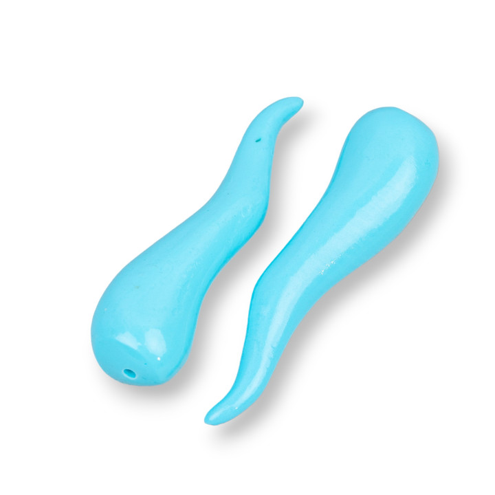Componenti Di Resina Assortita Cornetto 1 Foro 10x40mm 5pz Turchese